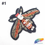 Red/Crystal Beaded Rhinestone Insect Patch Applique, BA-074