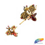 Gold/Red Beaded Rhinestone Insect Patch Applique, BA-090