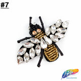 Clear/Black/Gold Beaded Rhinestone Insect Patch Applique, BA-104