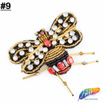 Gold/Clear/Red Beaded Rhinestone Insect Patch Applique, BA-106