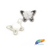 Butterfly Beaded Rhinestone Patch Applique with Fur, BA-123