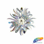 Flower Beaded Rhinestone Sequin Applique, BA-125