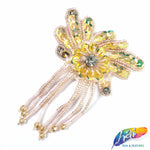 Flower Beaded Sequin Applique w/ Beaded Fringe, BA-128