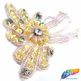 Flower Beaded Sequin Applique w/ Beaded Fringe, BA-128