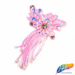 Flower Beaded Sequin Applique w/ Beaded Fringe, BA-128