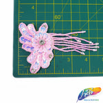 Flower Beaded Sequin Applique w/ Beaded Fringe, BA-128
