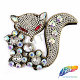 Silver Fox Rhinestone Beaded Applique, BA-138