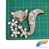 Silver Fox Rhinestone Beaded Applique, BA-138