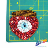 Strawberry with Eye Beaded Sequin Applique, BA-140