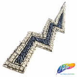 Crystal/Navy Lightning Bolt Rhinestone Beaded Applique, BA-145