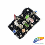 Black/Multicolor 3D Rectangle Motif Rhinestone Beaded Applique, BA-146