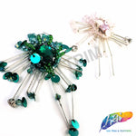 Spike Rhinestone Beaded Applique w/ Sequin & Beaded Fringe, BA-154