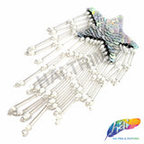 Iridescent Dangling Star Beaded Sequins Applique w/ Beaded Fringe, BA-155