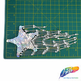 Iridescent Dangling Star Beaded Sequins Applique w/ Beaded Fringe, BA-155