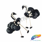 Black Flamingo Rhinestone Beaded Sequin Applique, BA-157