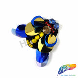 Gold/Blue Insect Rhinestone Beaded Sequin Applique, BA-158