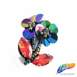 Multicolor Twin Flower Rhinestone Beaded Sequin Applique, BA-159