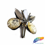 Gold/Light Brown Insect Rhinestone Beaded Applique, BA-161