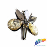 Gold/Light Brown Insect Rhinestone Beaded Applique, BA-161