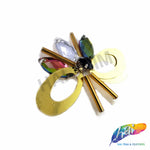 Gold/Multicolor Butterfly Rhinestone Beaded Sequin Applique, BA-162