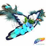 Turquoise Blue/White AB Bird Rhinestone Beaded Sequin Applique, BA-165