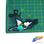 Turquoise Blue/White AB Bird Rhinestone Beaded Sequin Applique, BA-165