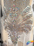 Crystal AB/Nude Mesh Beaded Rhinestone Dress Bodice Applique, BRD-02 AB