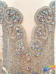 Crystal AB/Nude Mesh Beaded Rhinestone Dress Bodice Applique, BRD-02 AB