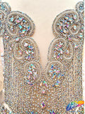Crystal AB/Nude Mesh Beaded Rhinestone Dress Bodice Applique, BRD-02 AB