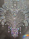Crystal AB/Nude Mesh Beaded Rhinestone Dress Bodice Applique, BRD-02 AB