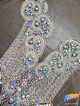 Crystal AB/Nude Mesh Beaded Rhinestone Dress Bodice Applique, BRD-02 AB