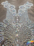 Crystal AB/Nude Mesh Beaded Rhinestone Dress Bodice Applique, BRD-02 AB