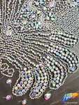 Crystal AB/Nude Mesh Beaded Rhinestone Dress Bodice Applique, BRD-02 AB