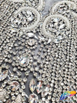 Crystal Beaded Rhinestone Dress Bodice Applique, BRD-02
