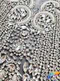 Crystal Beaded Rhinestone Dress Bodice Applique, BRD-02