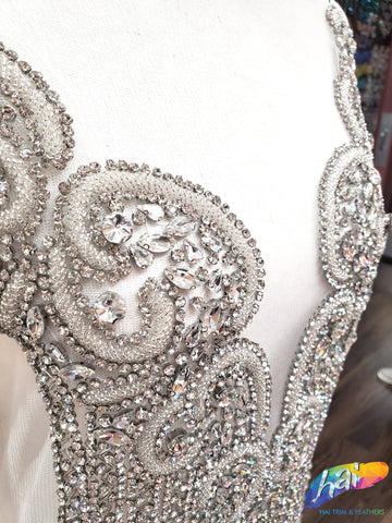 SALE! Crystal Beaded Rhinestone Dress Bodice Applique, BRD-02 Hai Trim & Feathers SALE! Crystal Beaded Rhinestone Dress Bodice Applique, BRD-02 Hai Trim & Feathers