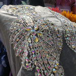 SALE! Crystal AB Beaded Sequin Rhinestone Dress Bodice Applique, BRD-05 AB