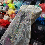 SALE! Crystal AB Beaded Sequin Rhinestone Dress Bodice Applique, BRD-05 AB