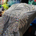 SALE! Crystal AB Beaded Sequin Rhinestone Dress Bodice Applique, BRD-05 AB