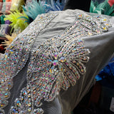 SALE! Crystal AB Beaded Sequin Rhinestone Dress Bodice Applique, BRD-05 AB