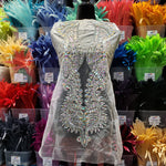 SALE! Crystal AB Beaded Sequin Rhinestone Dress Bodice Applique, BRD-05 AB