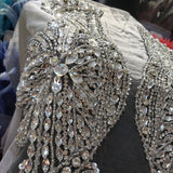 SALE! Crystal Beaded Sequin Rhinestone Dress Bodice Applique, BRD-05