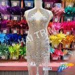 Crystal Beaded Rhinestone Dress Bodice Applique, BRD-10