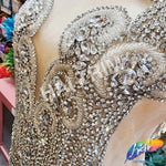Crystal Beaded Rhinestone Dress Bodice Applique, BRD-10