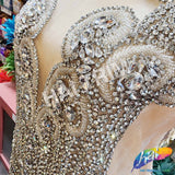 Crystal Beaded Rhinestone Dress Bodice Applique, BRD-10