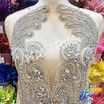 Crystal Beaded Rhinestone Dress Bodice Applique, BRD-10