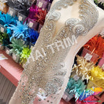Crystal Beaded Rhinestone Dress Bodice Applique, BRD-10