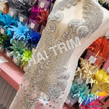 Crystal Beaded Rhinestone Dress Bodice Applique, BRD-10
