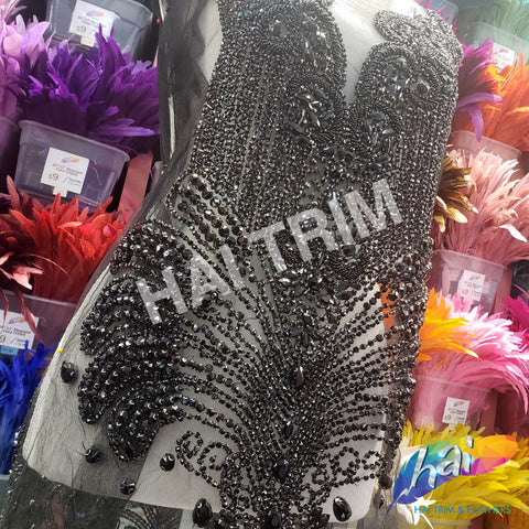 SALE! Color Beaded Rhinestone Dress Bodice Applique, BRD-02 Hai Trim & Feathers SALE! Color Beaded Rhinestone Dress Bodice Applique, BRD-02 Hai Trim & Feathers
