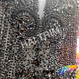 Color Beaded Rhinestone Dress Bodice Applique, BRD-02